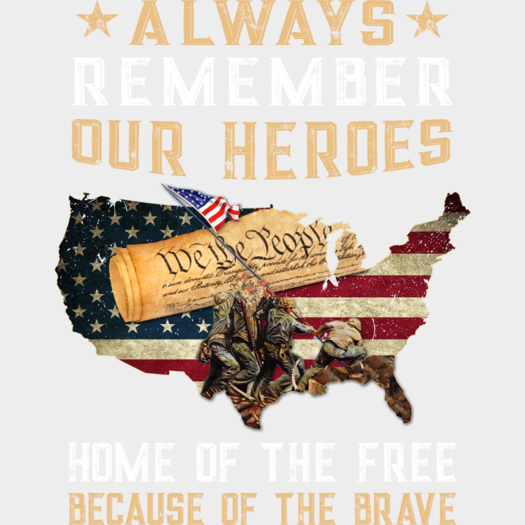 Always Remember Our Heroes - Military DTF Transfer Adult Unisex - S & M (10’’) / Light Color Design (See Imaging)