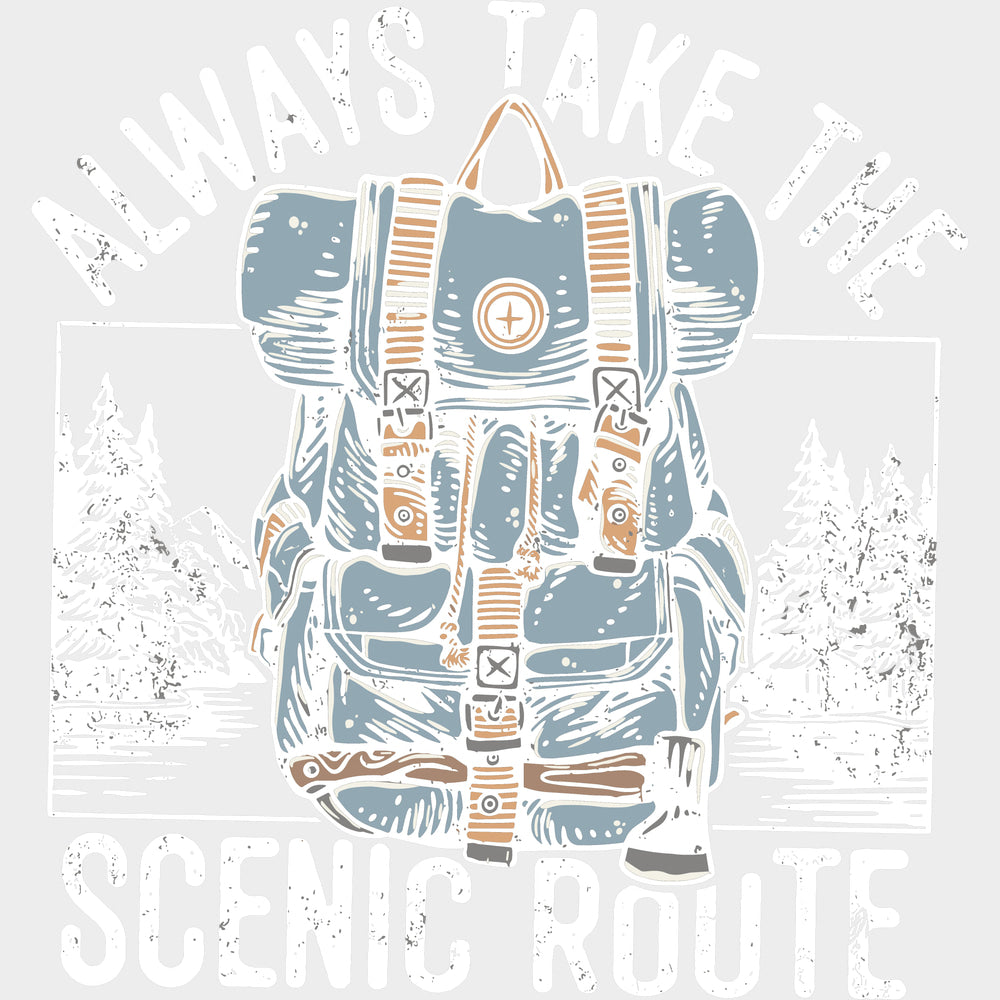 Always Take The Scenic Route - Hiking DTF Transfers - Adult Unisex - S & M (10’’) / Light Color Design (See Imaging)