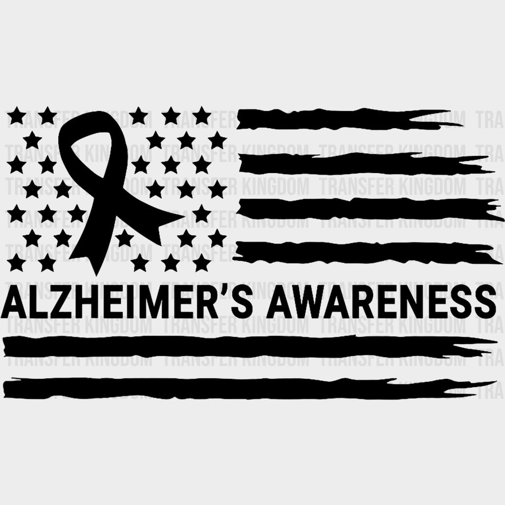 Alzheimer USA Flag - Alzheimer's Awareness DTF Transfer transfer-kingdom Dark Color Design (See Imaging)