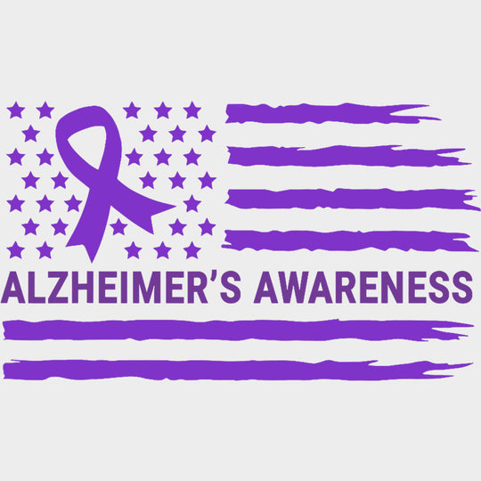 Alzheimer USA Flag - Alzheimer's Awareness DTF Transfer transfer-kingdom Purple Color Design (See Imaging)