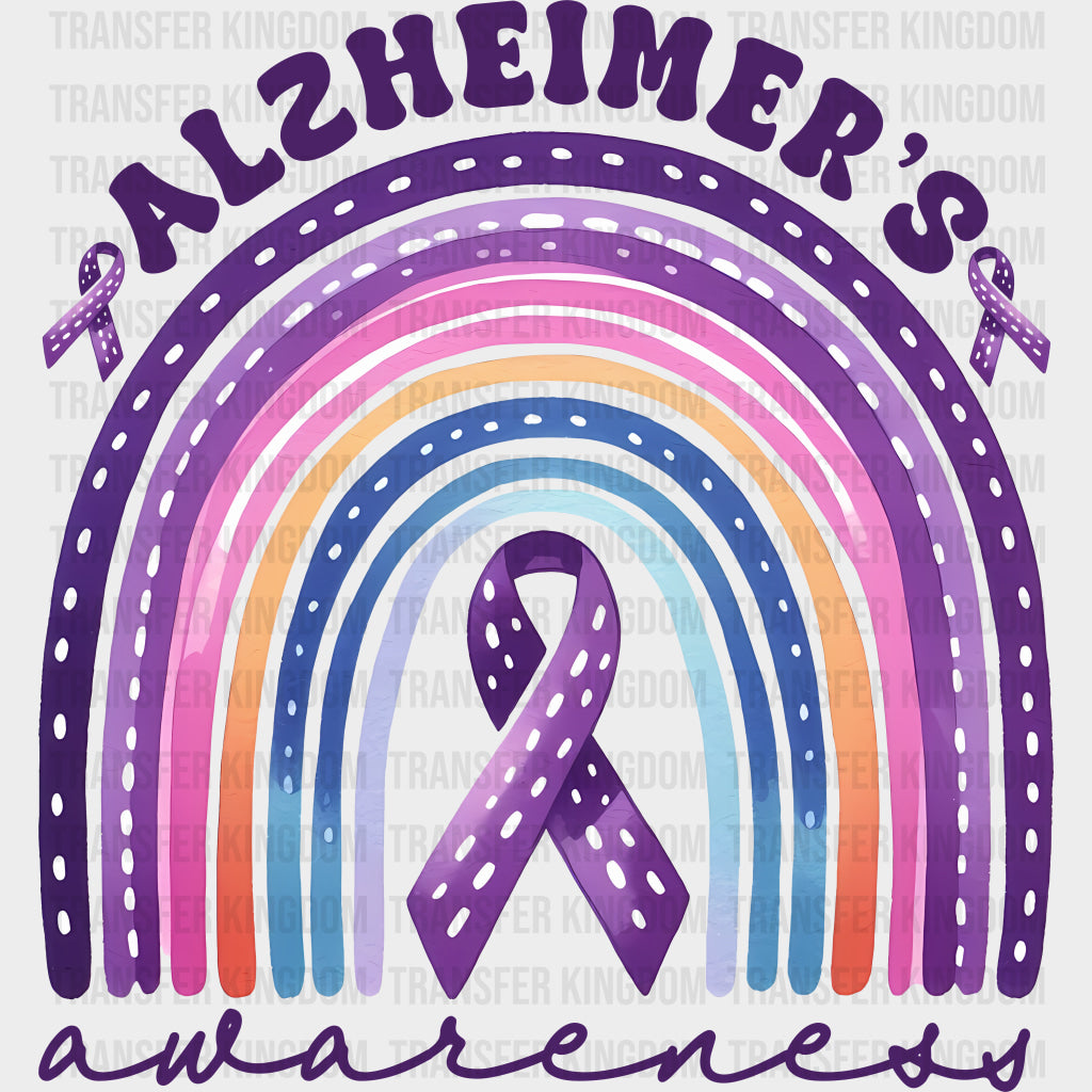 Alzheimer's Awareness Rainbow - Alzheimer's Awareness DTF Transfer transfer-kingdom Dark Color Design (See Imaging)