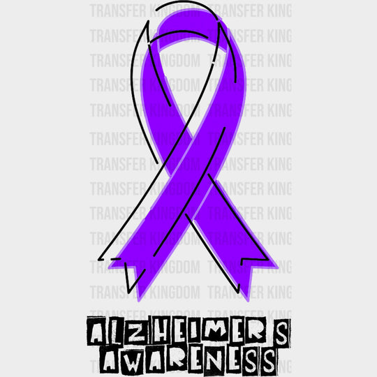 Alzheimer's Awareness Ribbon B&W - Alzheimer's Awareness DTF Transfer transfer-kingdom Dark Color Design (See Imaging)