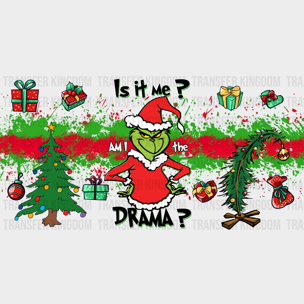 Am I The Drama - Christmas Cup Wrap Uv Sticker Permanent Dtf Decal