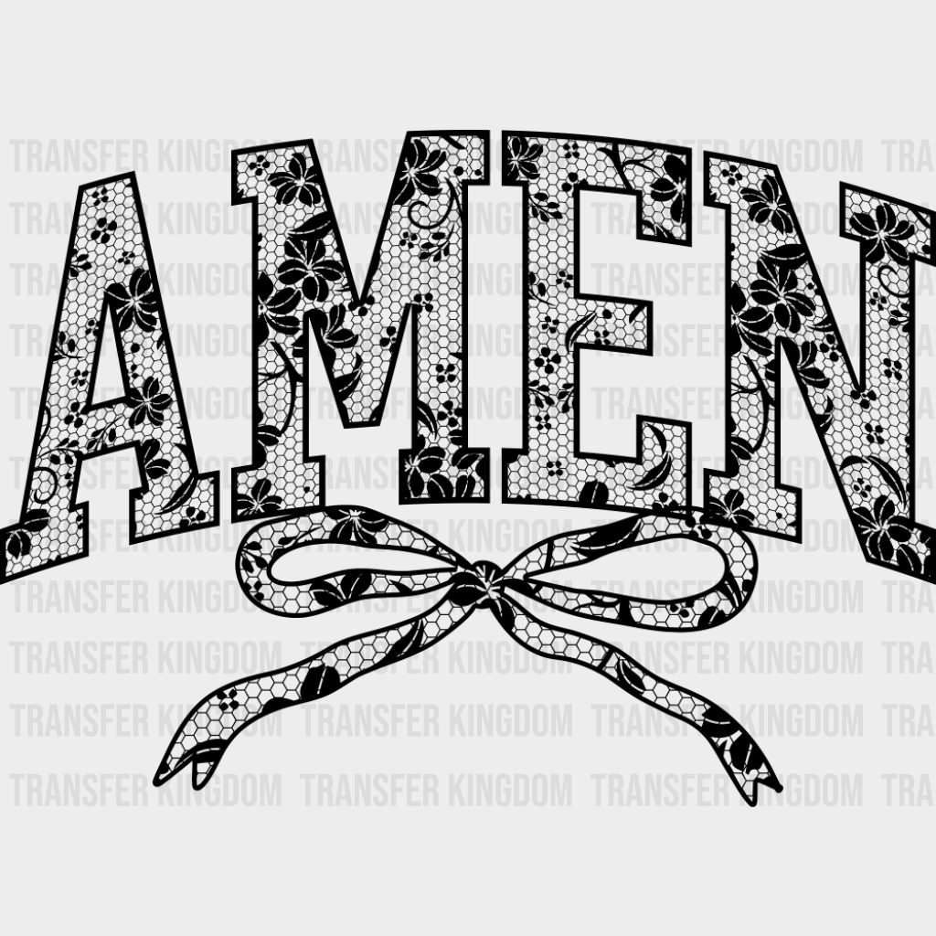 Amen B&W Flowers - Christianity DTF Transfer Adult Unisex - S & M (10’’) / Dark Color Design (See Imaging)