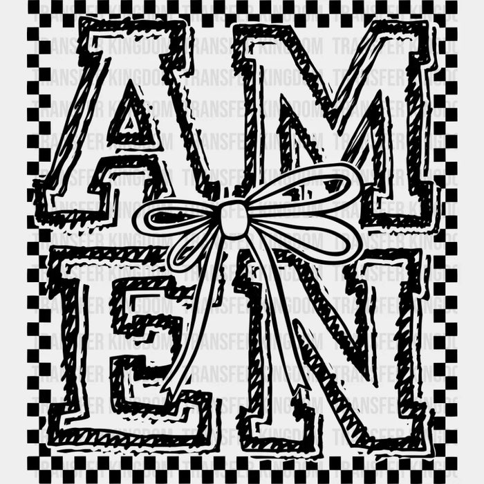 Amen Ribbon B&W - Christianity DTF Transfer