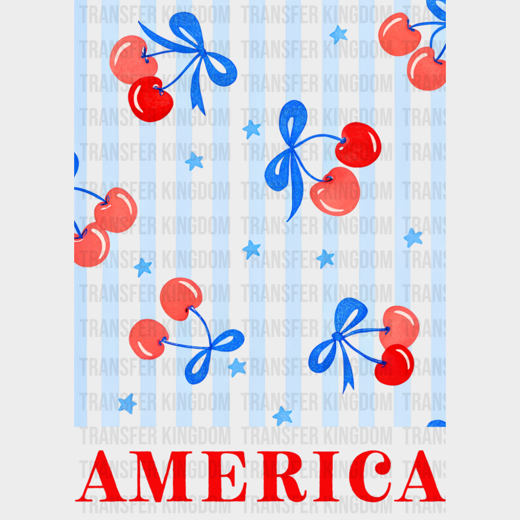America Cherry Ribbons - 4th Of July DTF Transfer