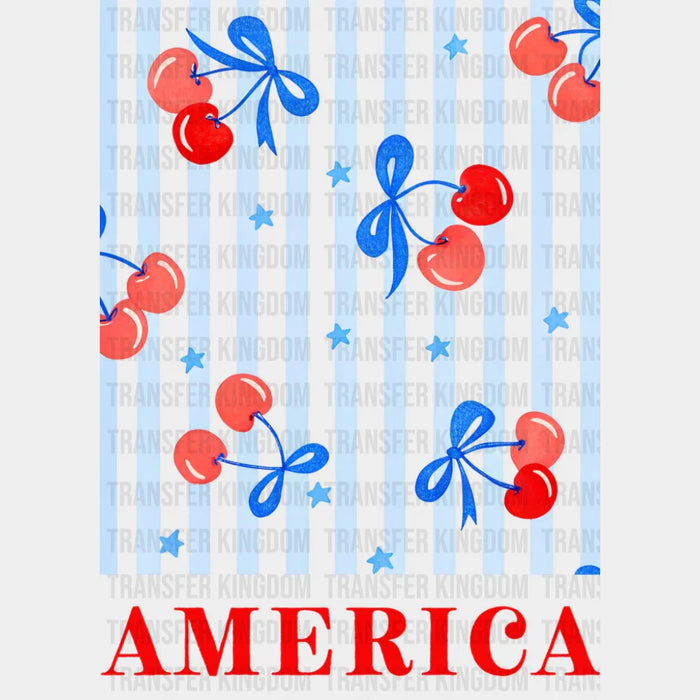America Cherry Ribbons - 4th Of July DTF Transfer