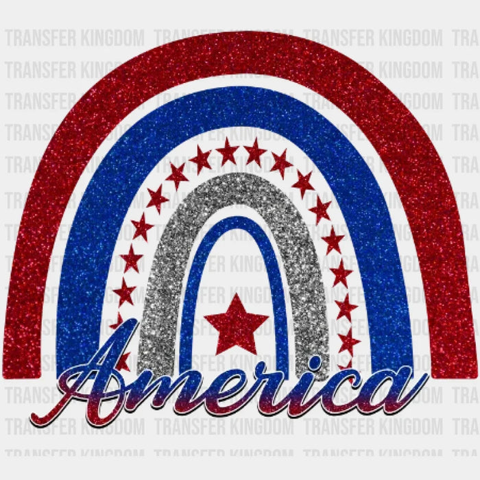 America Rainbow Glitter Rainbow - DTF Transfer
