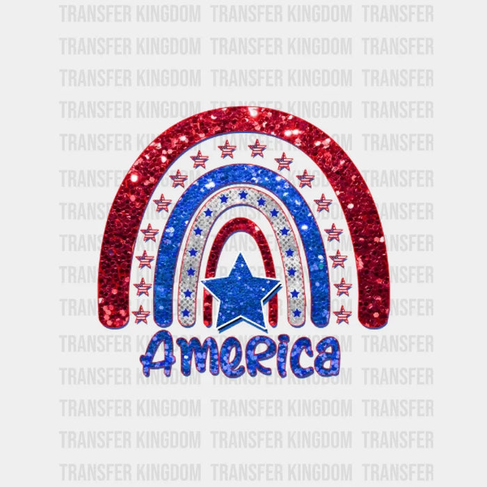 America Rainbow Sequin - 4th Of July DTF Transfer