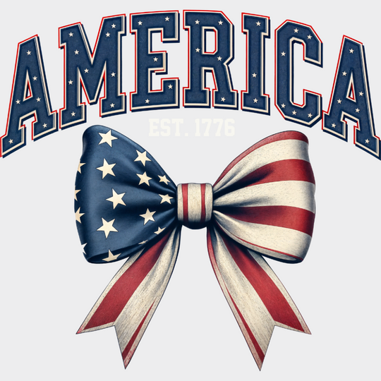 America Ribbon EST 1776 - 4th Of July DTF Transfer Adult Unisex - S & M (10’’) / Light Color Design (See Imaging)