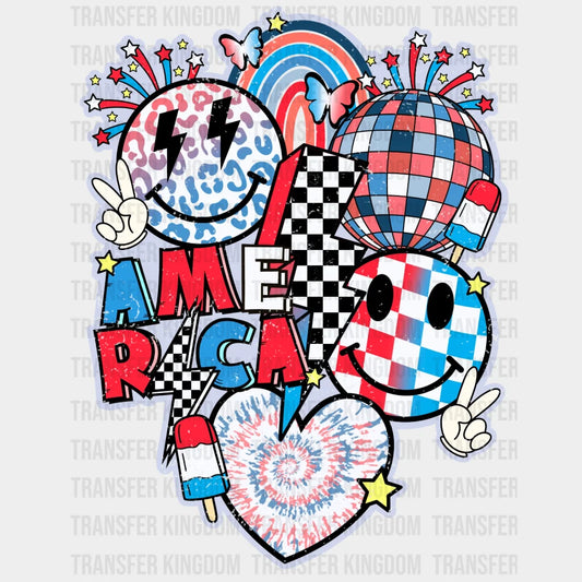 America Smiley Face Dtf Transfer
