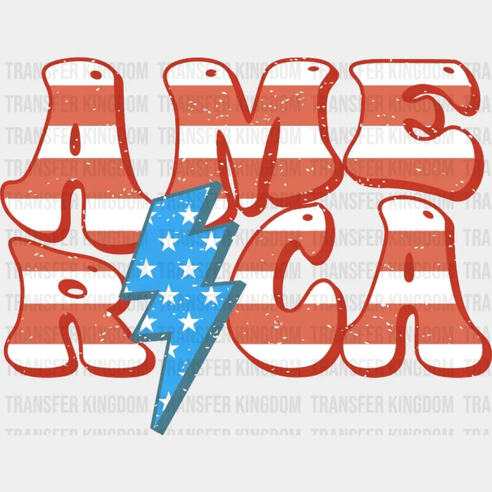 America Stripes Star Lightning Bolt DTF Transfer