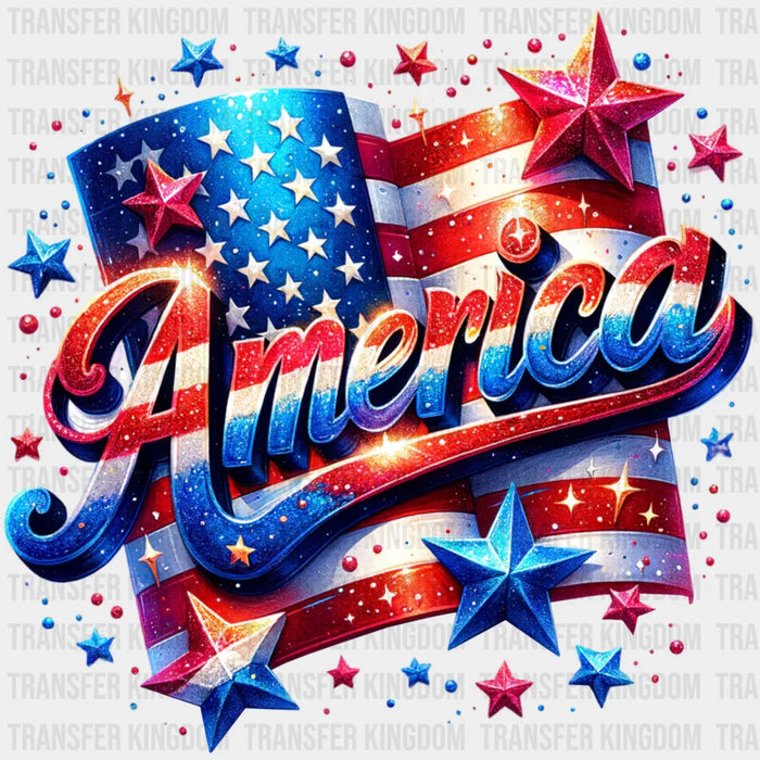 America US Flag With Stars 4th Of July DTF Transfer