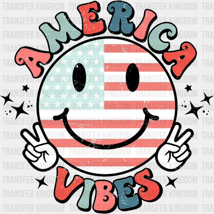 America Vibes Smiley Face DTF Transfer