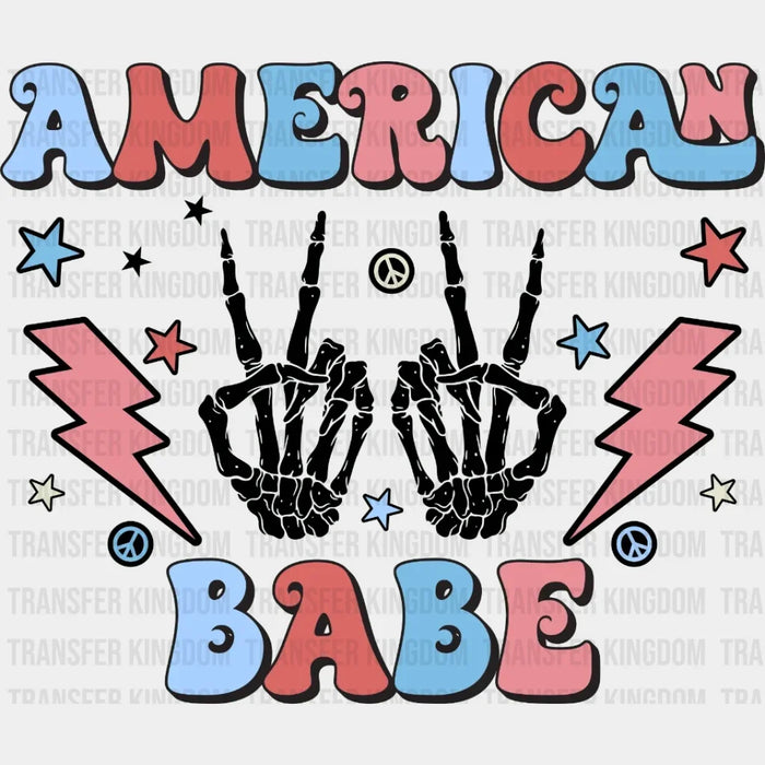 American Babe Retro Colorful Design - 4th Of July DTF Transfer