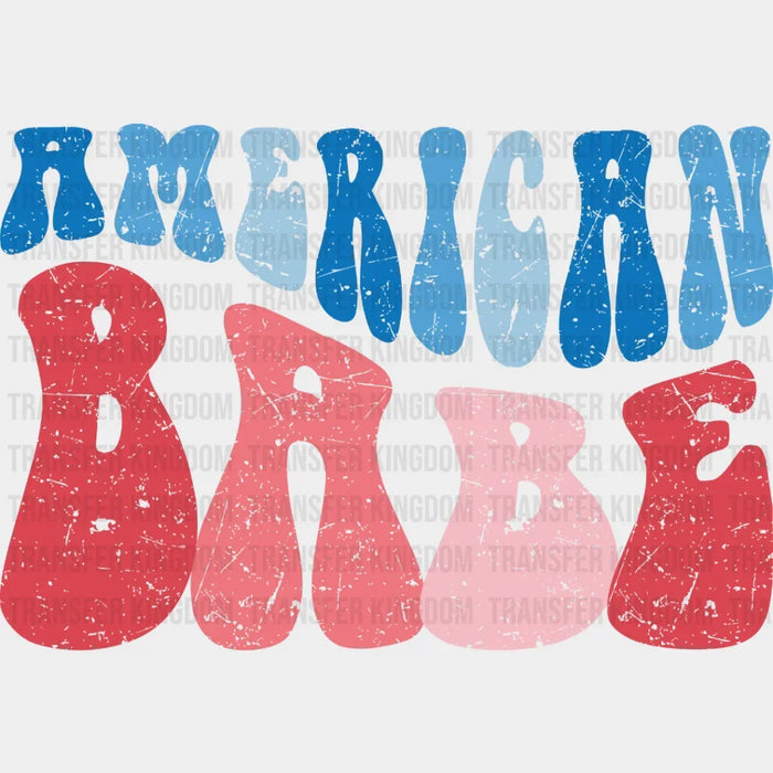 American Babe Retro Blue and Red Design - 4th Of July DTF Transfer