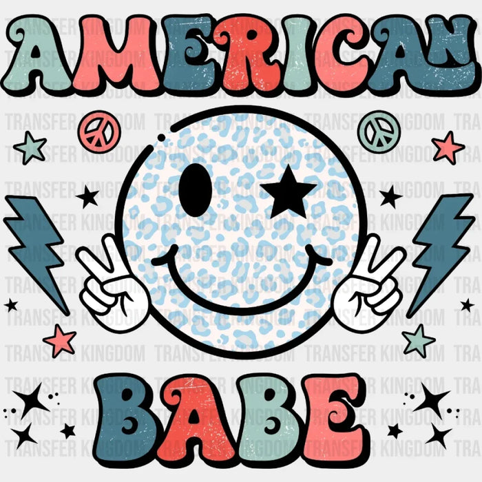 American Babe Retro Smiley - 4th Of July DTF Transfer
