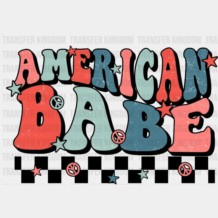American Babe Retro Checkered - 4th Of July DTF Transfer