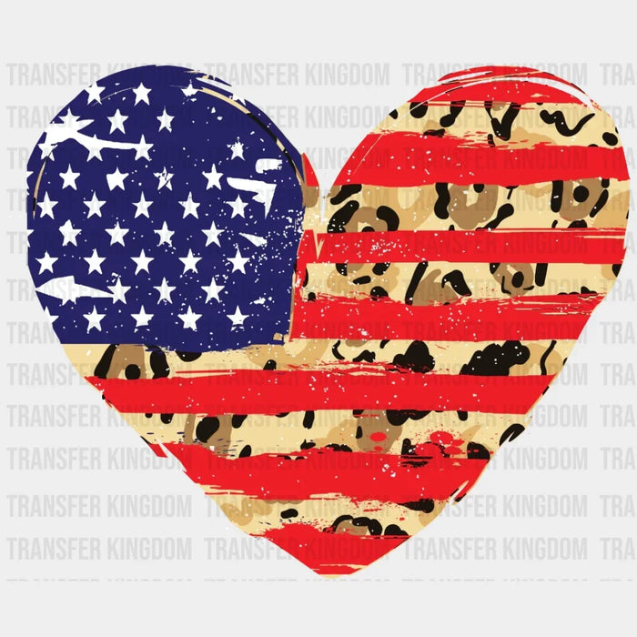 Heart American Flag - 4th Of July DTF Transfer
