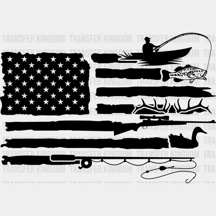 American Flag Fishing Dark And Color Design - Fishing DTF Transfers