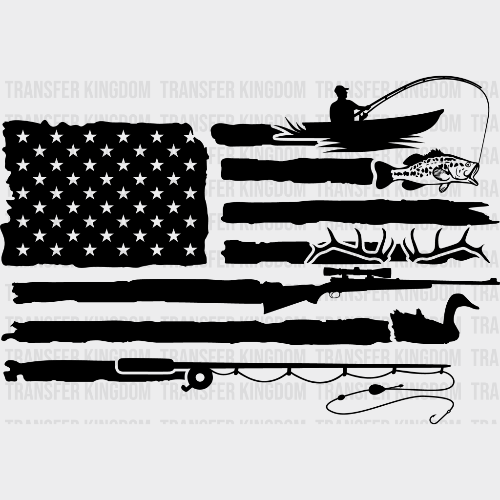 American Flag Fishing Design - Dtf Transfers Unisex S & M (10’) / Dark Color See Imaging