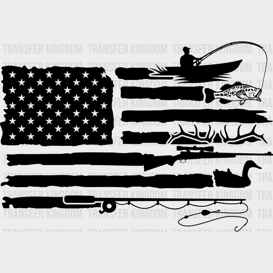 American Flag Fishing Design - Dtf Transfers Unisex S & M (10’) / Dark Color See Imaging