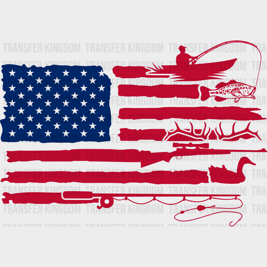 American Flag Fishing Design - Dtf Transfers Unisex S & M (10’) / Light Color See Imaging