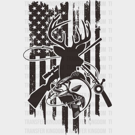 American Flag Reindeer Design - Hunting Dtf Heat Transfer Unisex S & M (10’) / Dark Color See