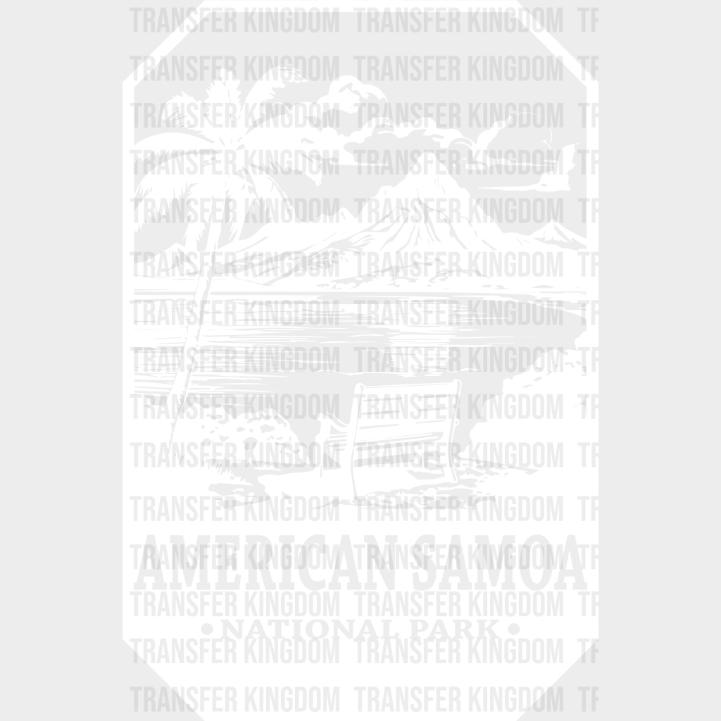 American Samoa National Park Design - Parks Dtf Transfers Unisex S & M (10’) / Light Color See