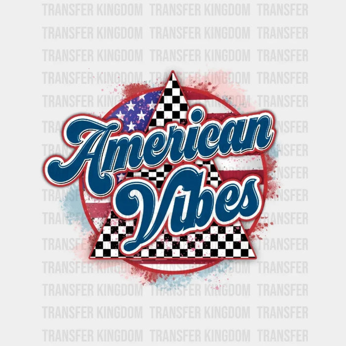 American Vibes Circular Retro Design - 4th Of July DTF Transfer