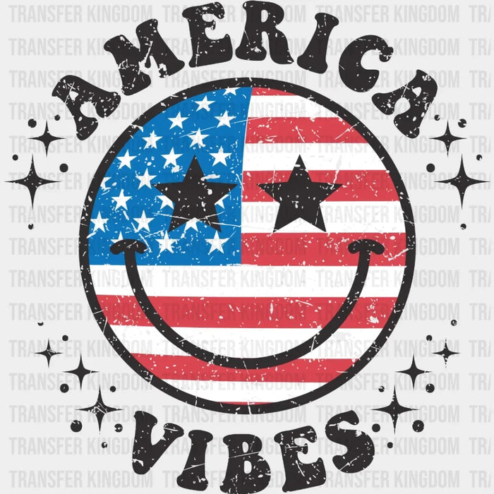 American Vibes Smiley Face DTF Transfer