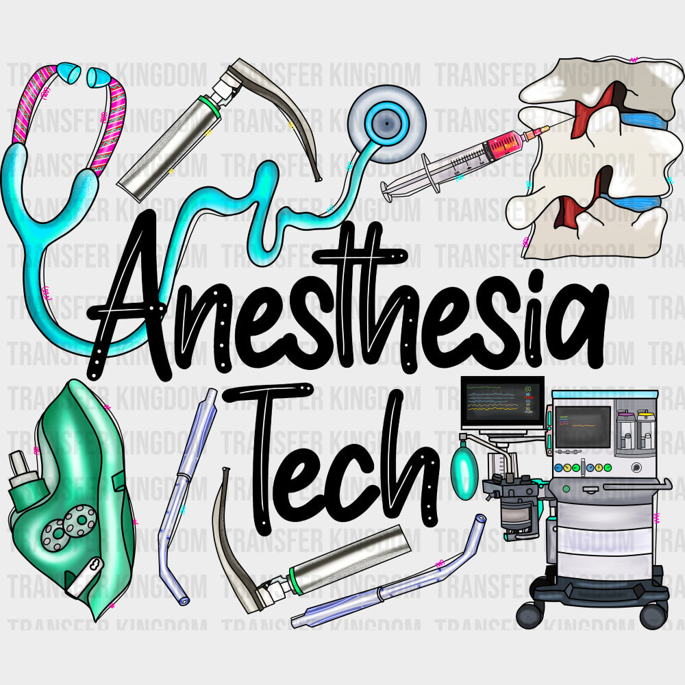 Anesthesia Tech Items - CRNA Nurse DTF Transfers Adult Unisex - S & M (10’’) / Dark Color Design (See Imaging)