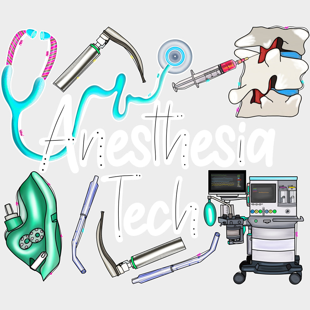 Anesthesia Tech Items - CRNA Nurse DTF Transfers Adult Unisex - S & M (10’’) / Light Color Design (See Imaging)