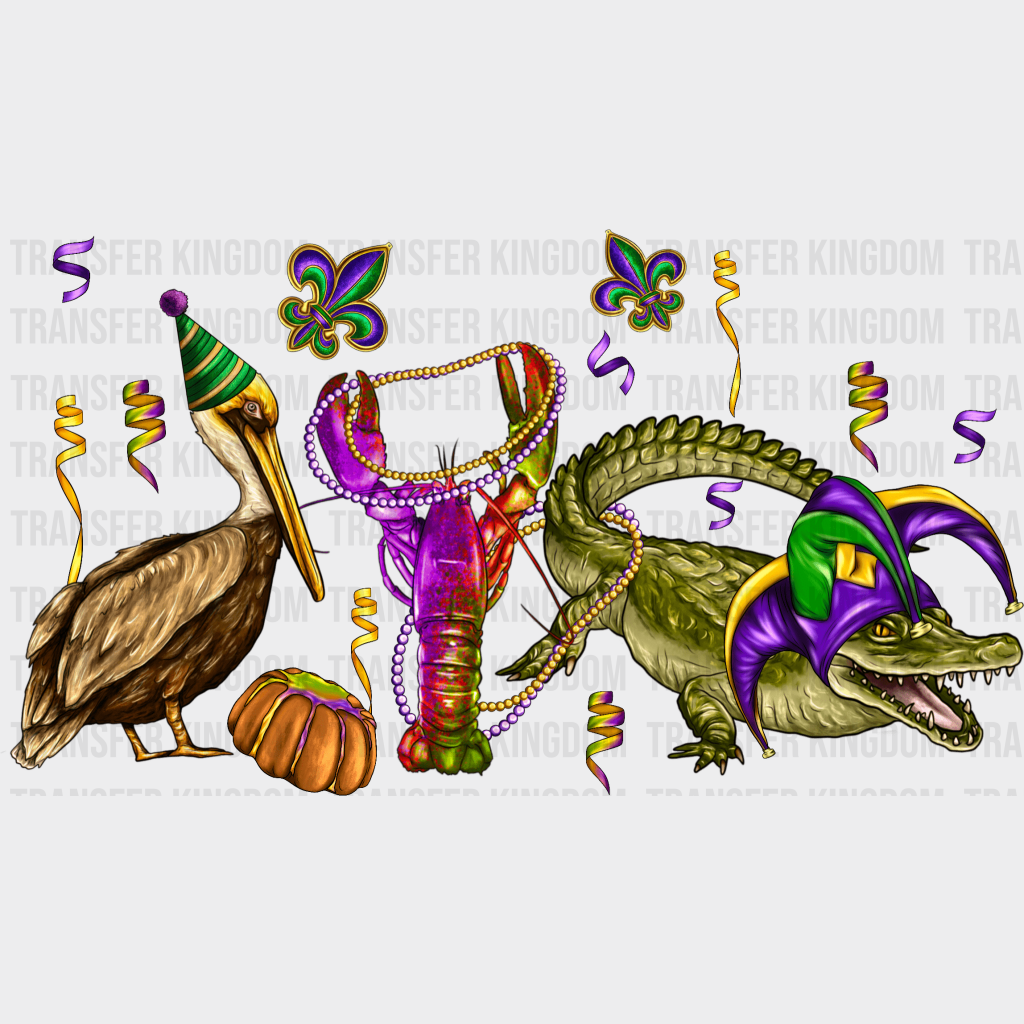 Animals Mardi Gras Design- Dtf Heat Transfer