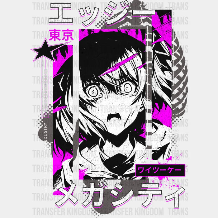 Anime Girl Black and Purple Design - Anime DTF heat transfer
