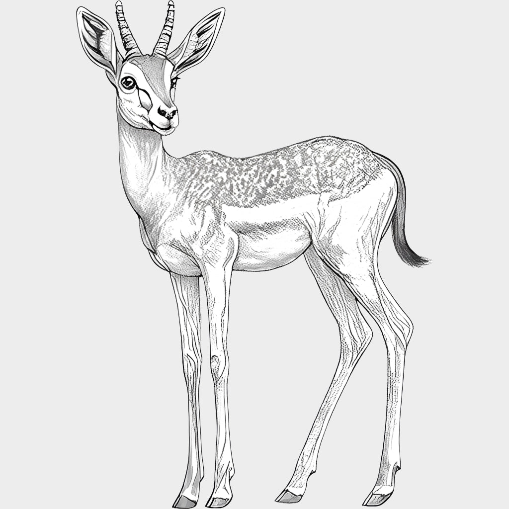 Antelope B&W - Animals DTF Transfers - Adult Unisex - S & M (10’’) / Light Color Design (See Imaging)