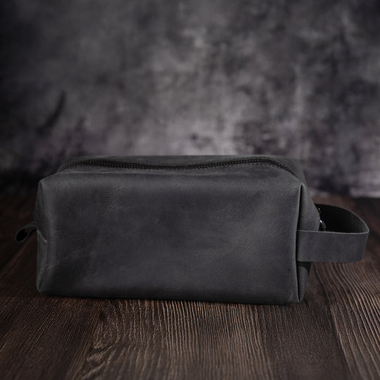 Custom Engraved Leather Dopp kit for men