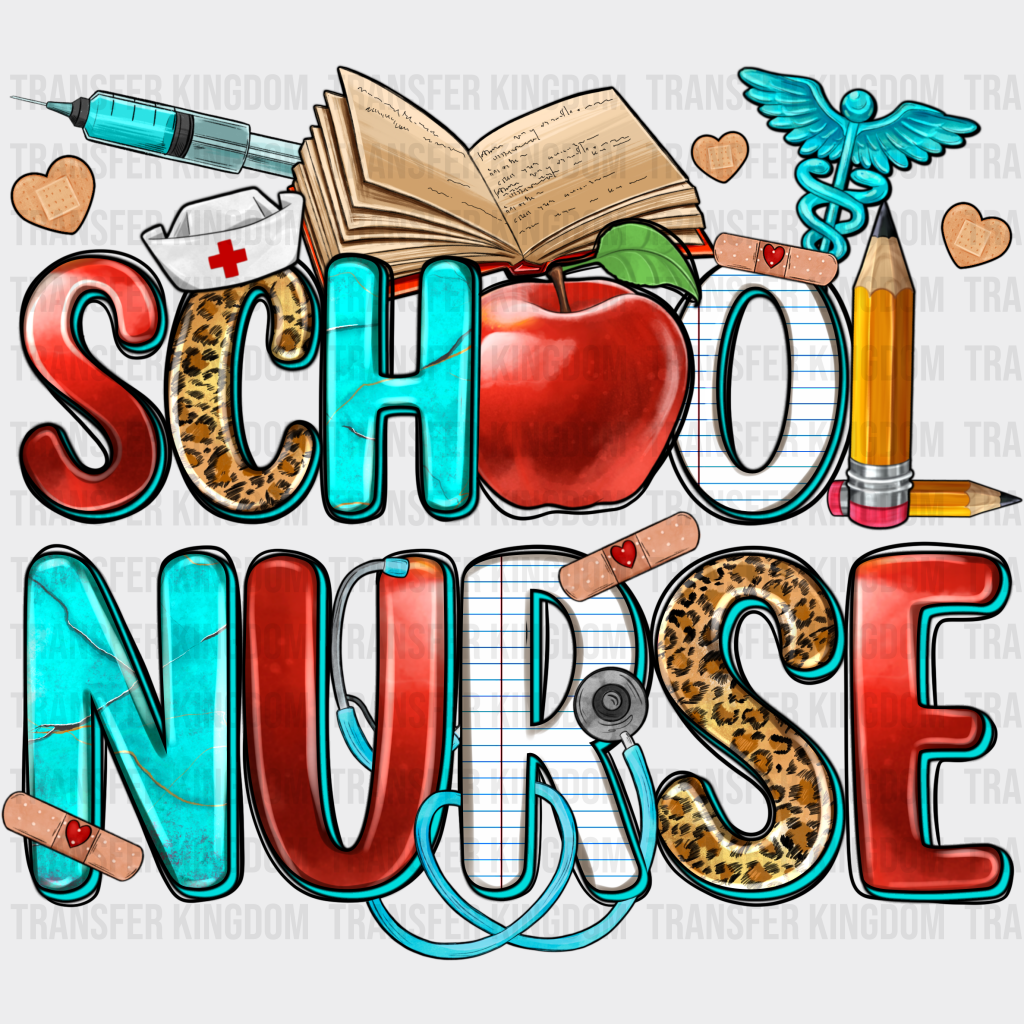 Apple And Book School Nurse Design - Dtf Transfers