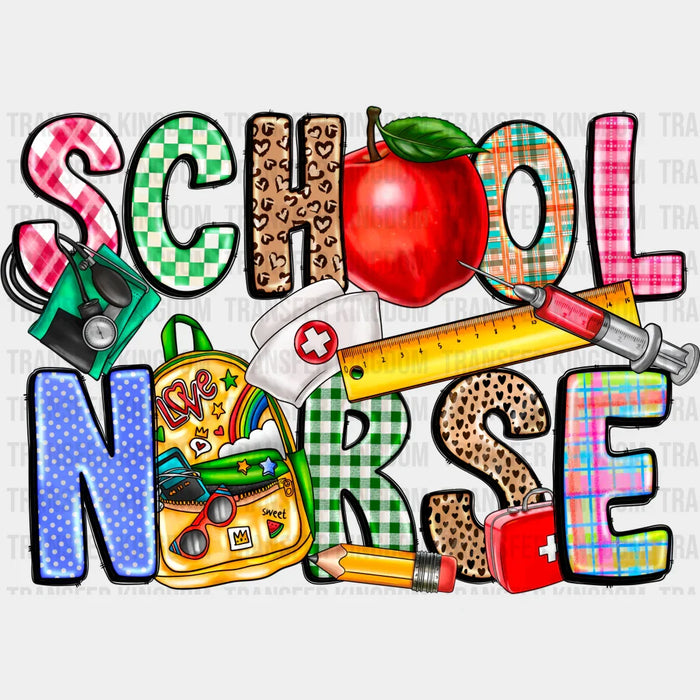Apple And Ruler School Nurse Nurse Hat Design - School Nurse DTF Transfers