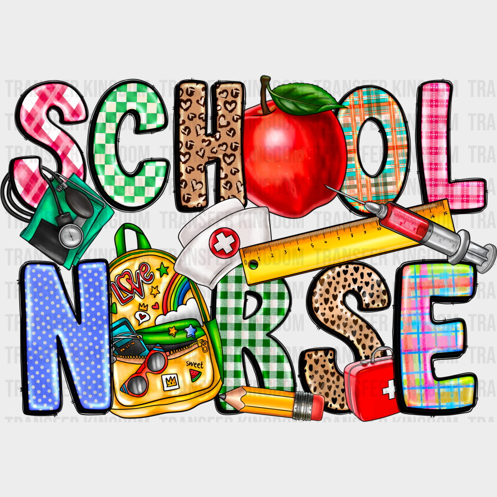 Apple And Ruler School Nurse Design - Dtf Transfers