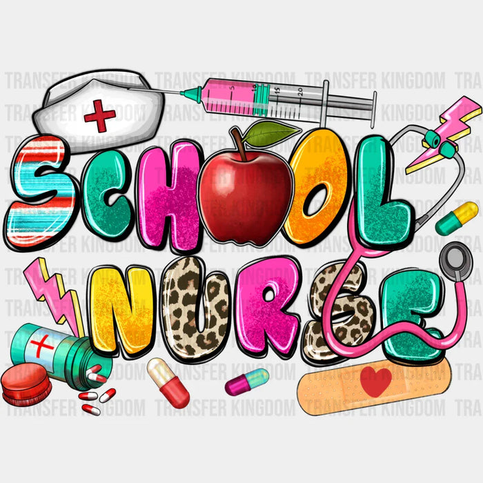 Apple And Syringe School Nurse Pink Syringe Design - School Nurse DTF Transfers