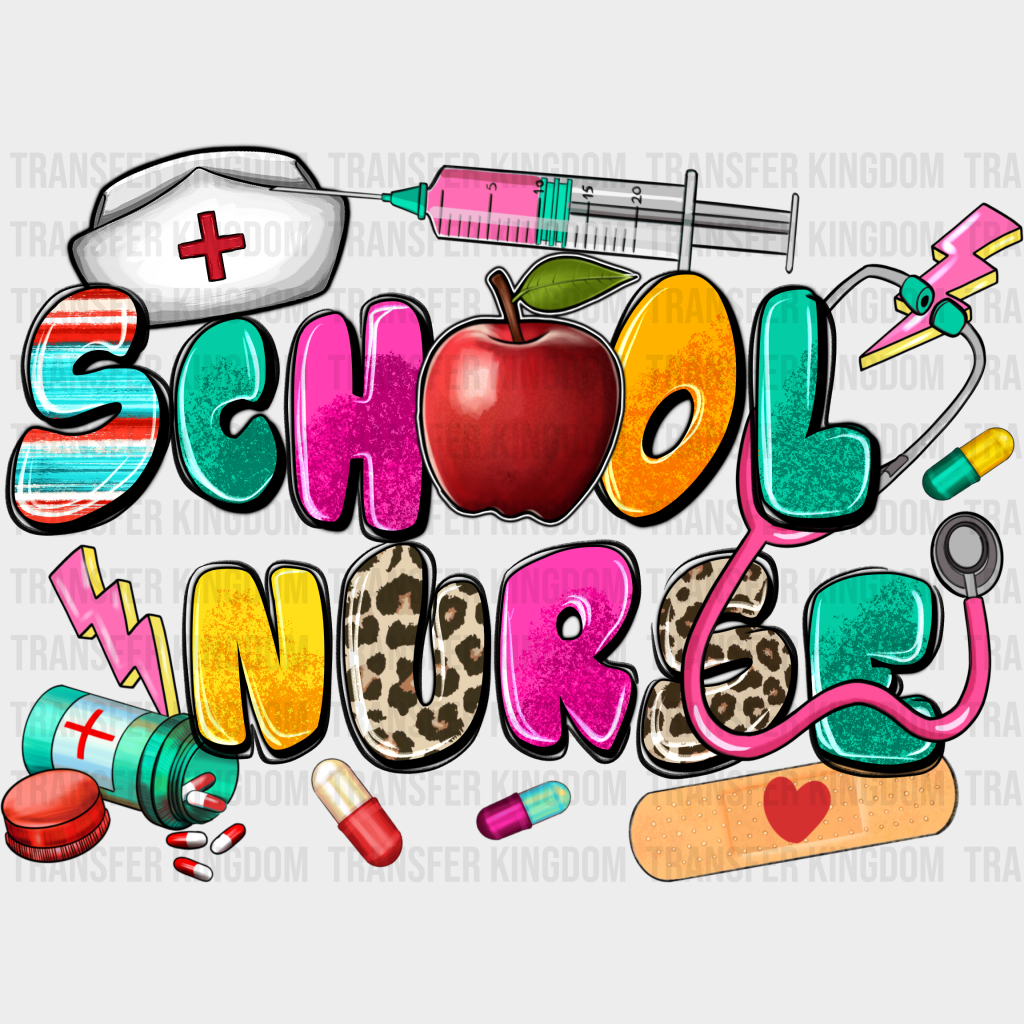 Apple And Syringe School Nurse Design - Dtf Transfers