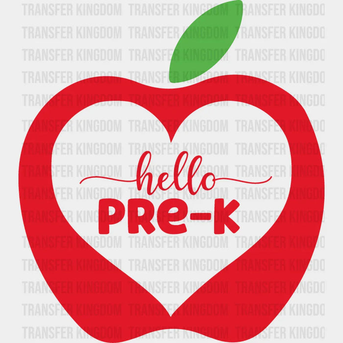 Apple Hello Pre-K - Back To School DTF Transfer
