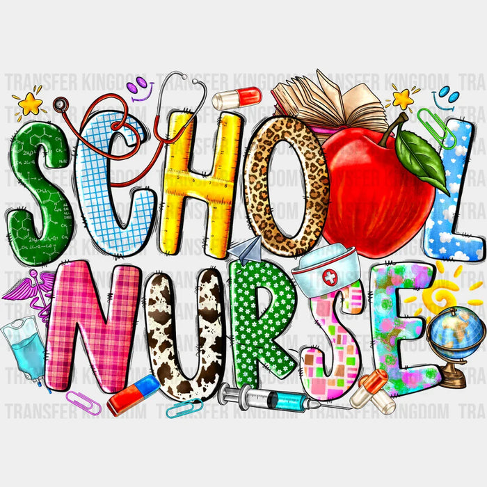Apple School Nurse Design - School Nurse DTF Transfers
