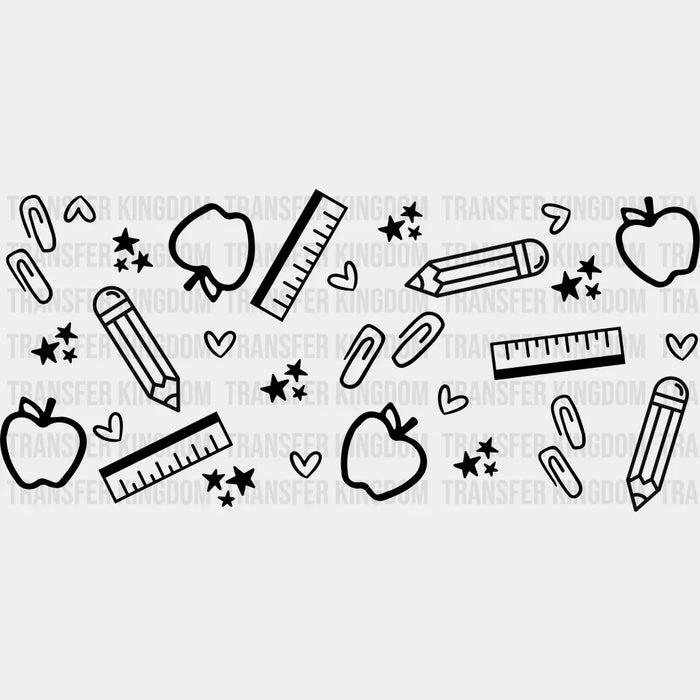 Apples And Pencils - Teacher Cup Wrap UV Sticker Permanent UV DTF Decal