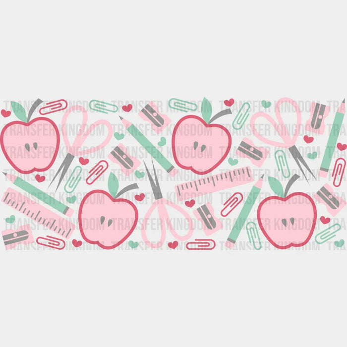 Apples And Scissors - Teacher Cup Wrap UV Sticker Permanent UV DTF Decal
