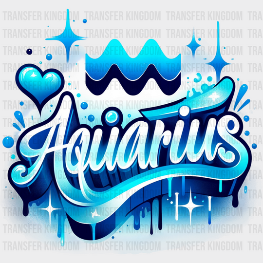 Aquarius Blue And Pink - Zodiacs & Horoscopes Dtf Transfer Unisex S M (10’’) / Color Design See