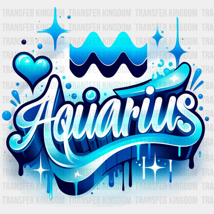 Aquarius Blue And Pink - Zodiacs & Horoscopes DTF Transfer