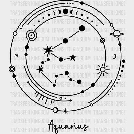 Aquarius Constellation Design - Zodiac Dtf Transfer Unisex S & M (10’’) / Dark Color See Imaging