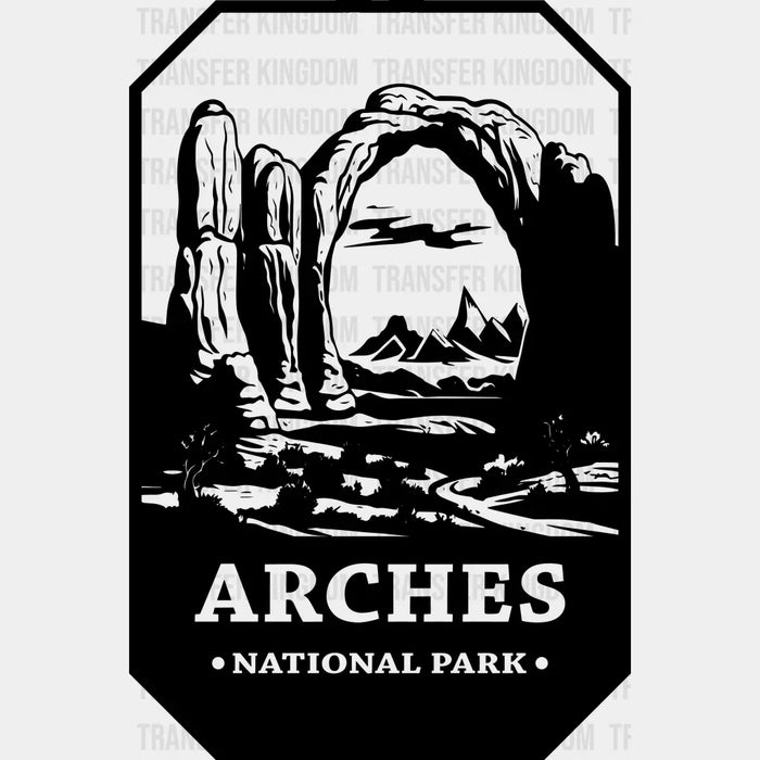 Arches National Park Black And White Design - National Parks DTF Transfers
